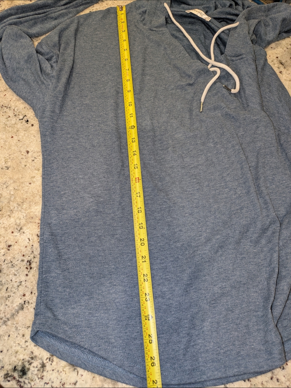 Poetsky XL Blue Oversized Dolman Sleeve V Neck Lightweight Hoodie - Picture 6 of 11